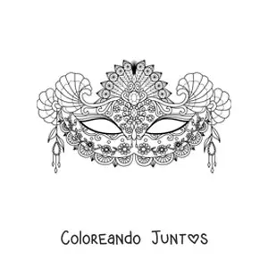 Imagen para colorear de una careta de carnaval