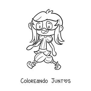 Imagen para colorear de una niña con una máscara desfilando en carnaval