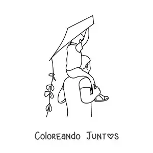 Imagen para colorear de un papá jugando con su hijo