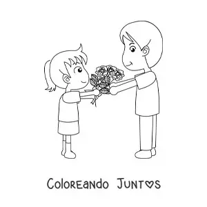 Imagen para colorear de una niña con un regalo del día del padre