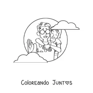 Imagen para colorear de una niña abrazando a papá