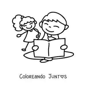Imagen para colorear de un papá leyendo un cuento a su hija