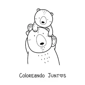 Imagen para colorear de un papá oso con su cría