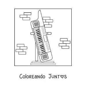 Imagen para colorear de un teclado electrónico en su soporte
