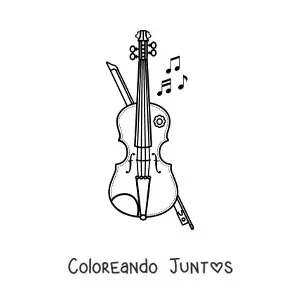 Imagen para colorear de un violín con arco