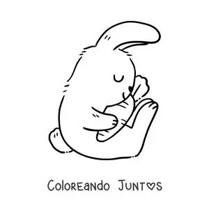 Conejo grande abrazando zanahoria