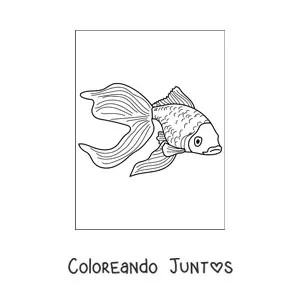 Imagen para colorear de un pez dorado realista nadando