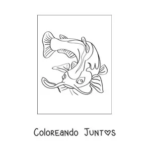 Imagen para colorear de un bagre nadando