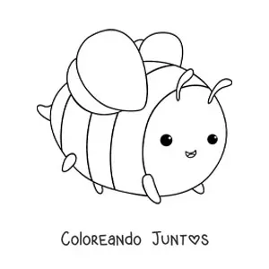 Imagen para colorear de una abeja kawaii redonda y con patas pequeñas sonriendo