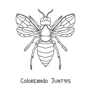 Imagen para colorear de una abeja realista vista desde arriba