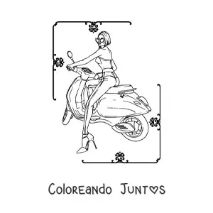 Mujer con pantalones en motocicleta