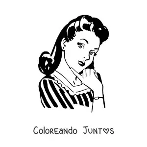 Imagen para colorear de una chica estilo retro