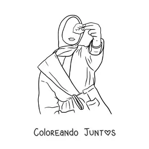 Imagen para colorear de una mujer musulmana usando un hijab