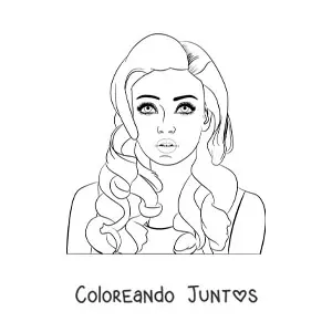 Imagen para colorear del rostro de una mujer joven de estilo realista