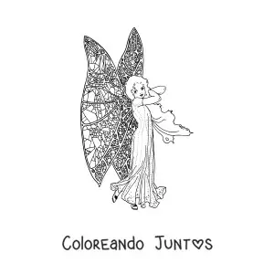 Imagen para colorear de un hada con alas de mariposa