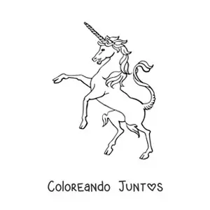 Imagen para colorear de un unicornio en dos patas