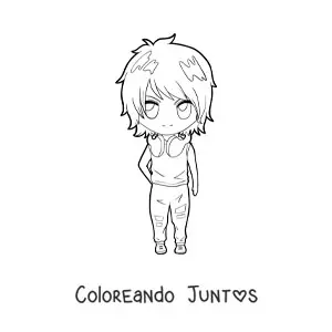 Imagen para colorear de un chico estilo anime kawaii