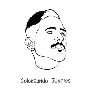 Imagen para colorear de la cara de un hombre con bigote