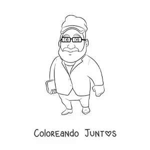 Imagen para colorear de un hombre de pie sosteniendo un libro en su mano