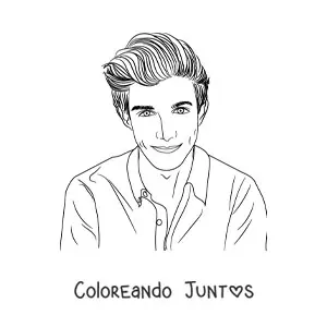 Imagen para colorear de la cara de un hombre joven guapo estilo realista