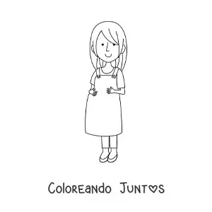 Imagen para colorear de una mujer embarazada sonriente con las manos sobre la barriga