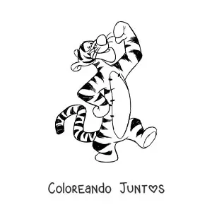Imagen para colorear de Tiger posando feliz