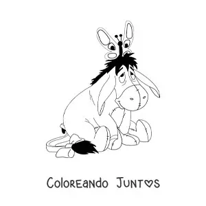 Imagen para colorear de Igor sentado con una mariposa sobre su cabeza