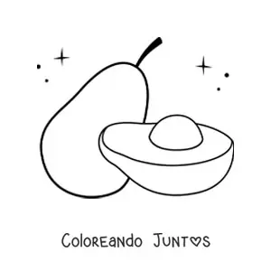 Imagen para colorear de la mitad de un aguacate junto a un aguacate entero