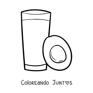 Imagen para colorear de un vaso lleno junto a un aguacate