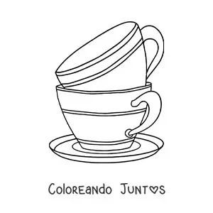 Imagen para colorear de una taza sobre una taza en un plato
