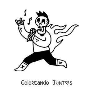 Esqueleto cantando rock