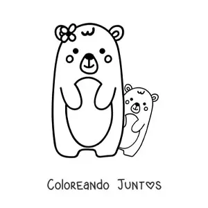 Imagen para colorear de una mamá y un bebé oso animados