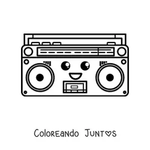 Imagen para colorear de una radio kawaii sonriente