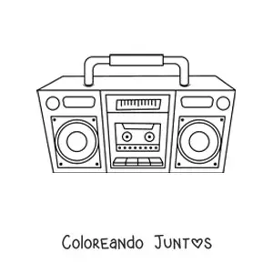 Imagen para colorear de un radio cassette de cornetas grandes