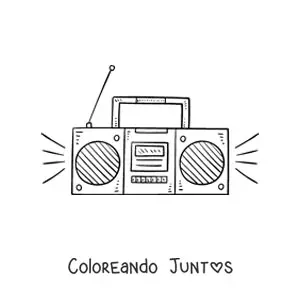 Imagen para colorear de una radio moderna con las cornetas encendidas