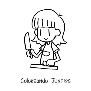 Niña cocinando ensalada