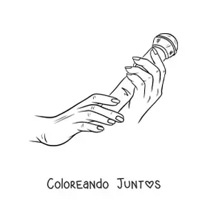 Imagen para colorear de dos manos sosteniendo un micrófono inalámbrico