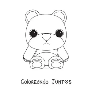 Imagen para colorear de un oso de peluche de ojos grandes