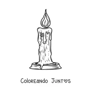 Imagen para colorear de vela realista derritiéndose
