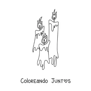 Imagen para colorear de tres velas derritiéndose