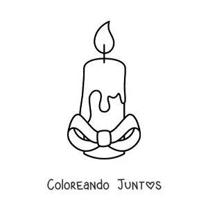 Imagen para colorear de vela con adorno de lazo