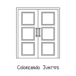 Imagen para colorear de una puerta doble de madera