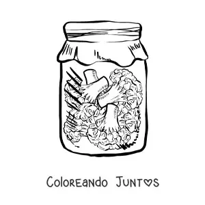 Trozos de brócoli en un frasco