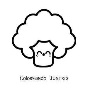 Imagen para colorear de un brócoli kawaii