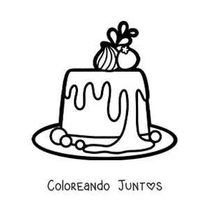 Imagen para colorear de una gelatina con frutas y crema