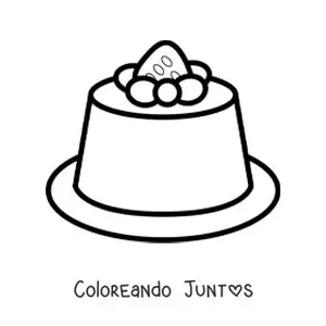 Imagen para colorear de una gelatina decorada con una fresa