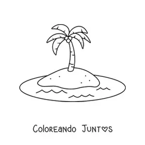 Imagen para colorear de una isla en el mar