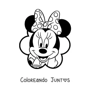 Imagen para colorear de la cara de Minnie Mouse con lazo con puntos