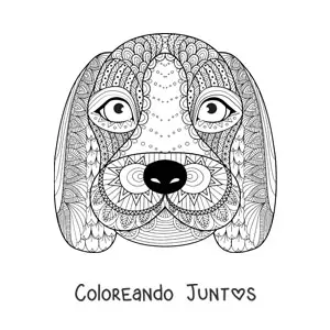 Imagen para colorear de un mandala del rostro de un perro