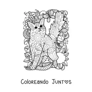 Imagen para colorear de un mandala de gato